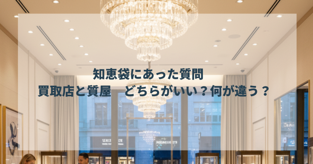 知恵袋にあった質問　買取店と質屋　どちらがいい？何が違う？